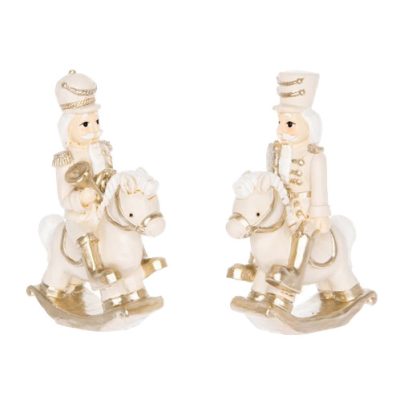 Diótörő lovon 6,5x3x9,5cm krém arany