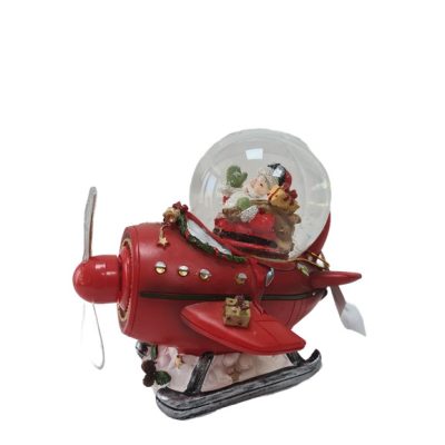 Hógömb led piros helikopter