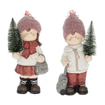 Gyerek fenyővel álló kerám.LED25x20x55cm