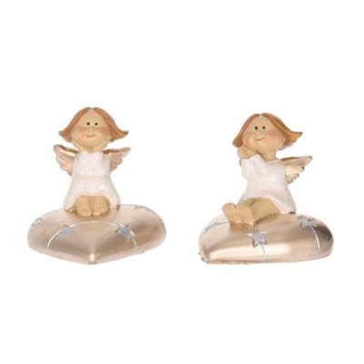 Angyal sziven poly 6,4x5,7x6,3cm fehér