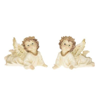 Angyal Led-es, fekvő, poly 17x10x12cm