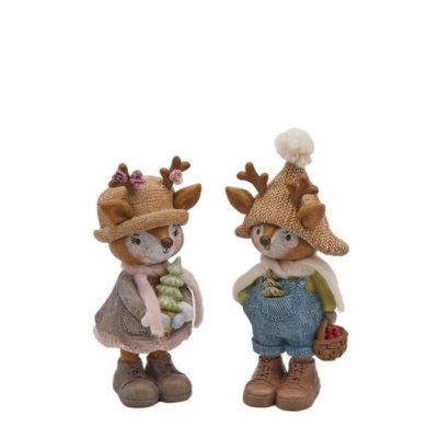 Szarvas fiú/lány kék-barna ruhás 19cm 2f