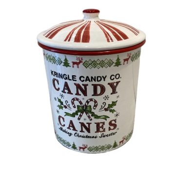 Tároló piros csíkos tetővel fém19x19x20c