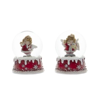 Rázógömb angyal csillag piros 6,5cm