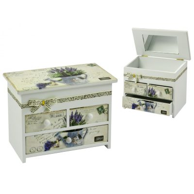 Ékszertartó komód levendulás 20x15cm