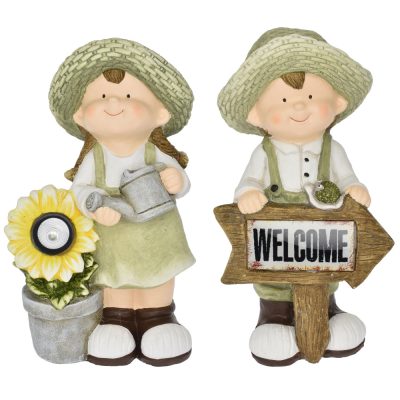 Fiú,lány virággal, welcom-mal LED-s 2 féle 42cm/db