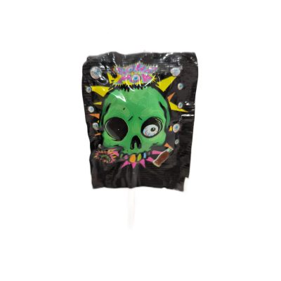 Hmto Koponya formájú, gyümölcs ízű savanyú nyalóka rágógumival 16g