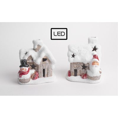 Yala ház led-es, kerámia 12cm