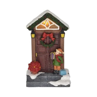 Karácsonyi ajtó gyerekkel led-es 8x6x14c