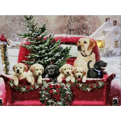 Falikép led-es 30x40cm kutyás