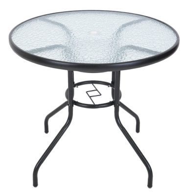 Rojaplast ZWMT fém kerti üveg körasztal napernyőlyukkal, Ø 80 cm