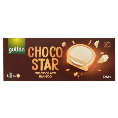 Gullon choco star fehércsokis keksz, 235 g