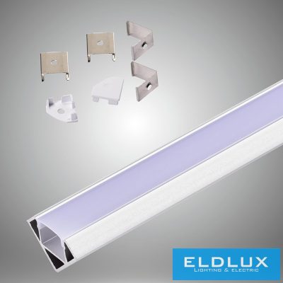 UNIVERSO sarokhoz aluprofil matt fehér fedlappal 2m 45°