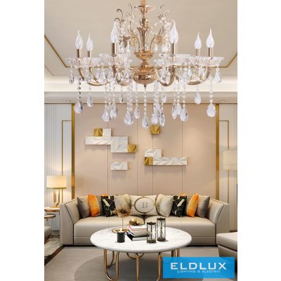 UNIVERSO Csillár 8 karos 8xE14 Max.40W D71x58cm arany