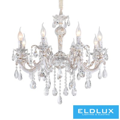 UNIVERSO Csillár 8 karos 8xE14 Max.40W D68x68cm fehér/arany