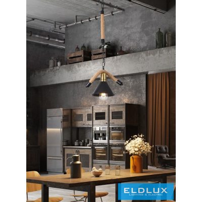 UNIVERSO Kender kötél csillár 1xE27 IP20 D290x1200mm fekete