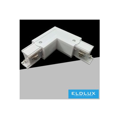 UNIVERSO Háromfázisú sínhez L-alakú toldóelem fehér 98x98x33mm