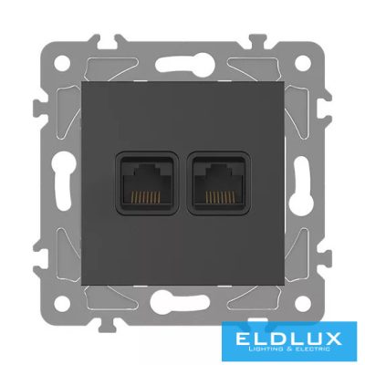 ELDLUX ELDGROUND 2×RJ45 Cat.6 UTP aljzat Fekete