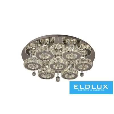 ELDLUX Kristály üveg mennyezeti lámpa 63w 5040lm CCT.T IP20 D700x215mm Króm