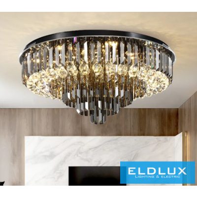 ELDLUX Kristály üveg mennyezeti lámpa E14×10 D500x350mm Fekete