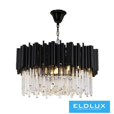 ELDLUX Kristály üveg csillár E14×12 D550x300x1200mm Fekete