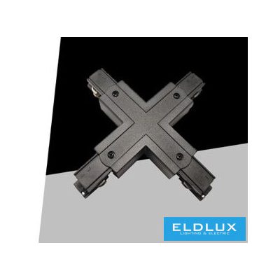 UNIVERSO Háromfázisú sínhez X-alakú toldó elem Fekete 165x165x33mm