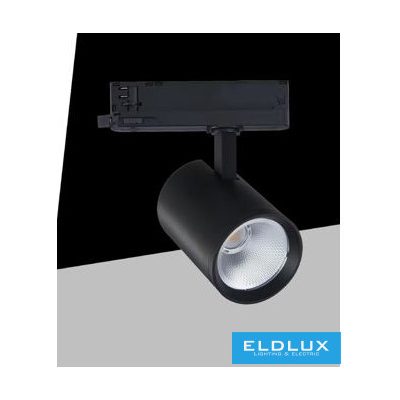 UNIVERSO Háromfázisú sínhez spotlámpa 40w 4650lm 4000k Ra90 38° IP20 Fekete D90x128mm 5év