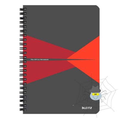 Spirálfüzet LEITZ Office A/5 PP borítóval 90 lapos kockás piros