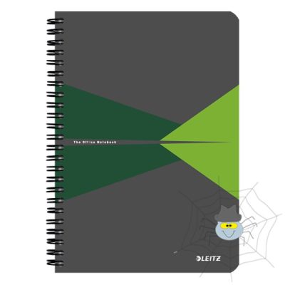 Spirálfüzet LEITZ Office A/5 karton borítóval 90 lapos vonalas zöld