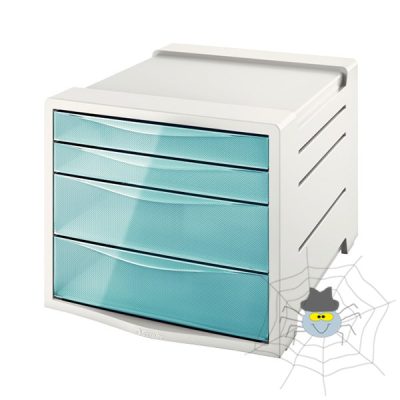 Irattároló ESSELTE Colour'Ice 4 fiókos műanyag áttetsző szürke/kék
