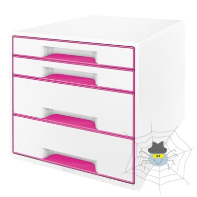 Irattartó LEITZ Wow Cube 4 fiókos fehér/rózsaszín