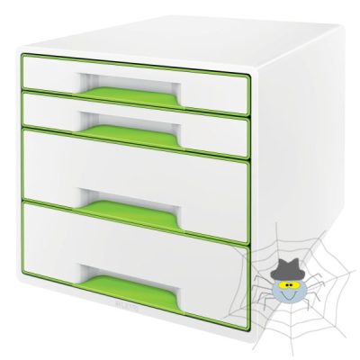 Irattartó LEITZ Wow Cube 4 fiókos fehér/zöld