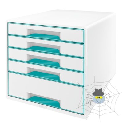 Irattartó LEITZ Wow Cube 5 fiókos fehér/jégkék