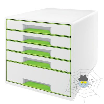 Irattartó LEITZ Wow Cube 5 fiókos fehér/zöld