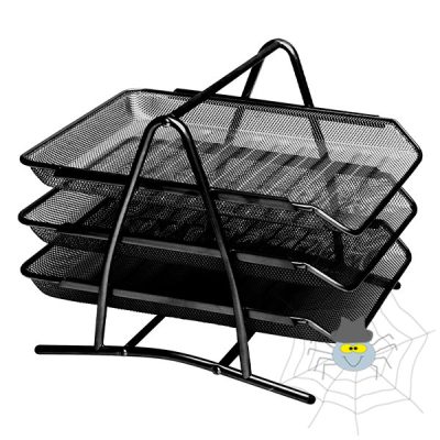 Irattartó tálca fémhálós 3 szintes - fekete