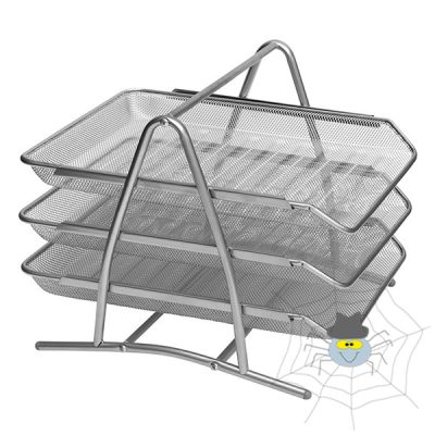 Irattartó tálca fémhálós 3 szintes ezüst