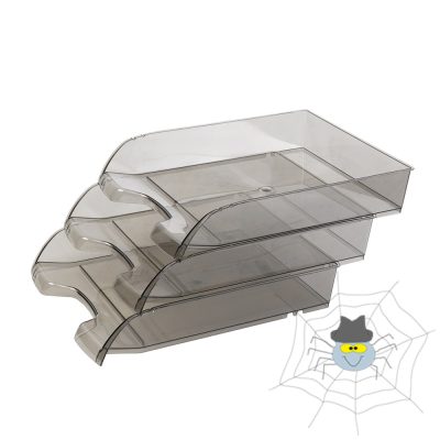 Műanyag irattálca - extra széles 345 x 270 x 67 mm - áttetsző füst színű