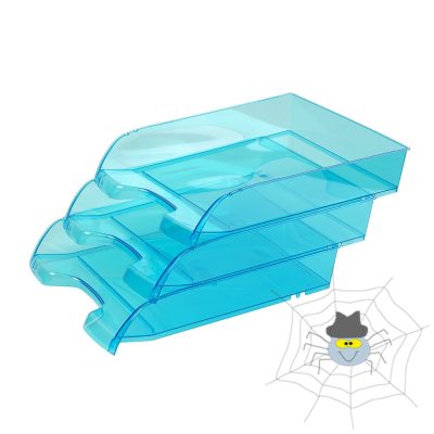 Műanyag irattálca - extra széles 345 x 270 x 67 mm - áttetsző kék 