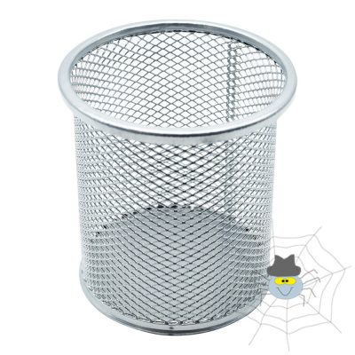 Fémhálós írószertartó pohár kerek - ezüst