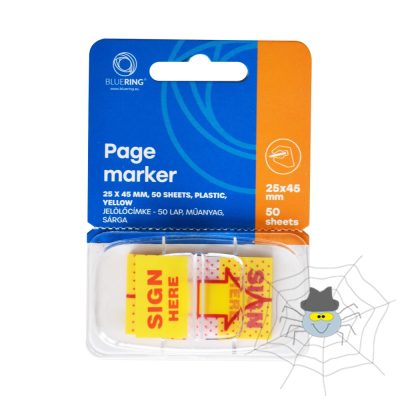 Jelölőcímke 25x45mm, 50lap, műanyag Bluering® aláírás ikon sárga