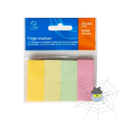 Jelölőcímke 20x50mm, 4x40lap, papír, vegyes pastell színek Bluering®