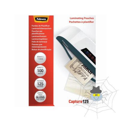 Lamináló fólia, 83x113mm, 125 mikron, fényes, 100 db/doboz, Fellowes®
