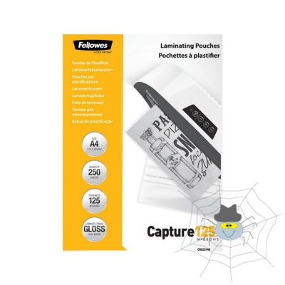 Lamináló fólia, A4, 125 mikron, fényes, 250 db/doboz, Fellowes®