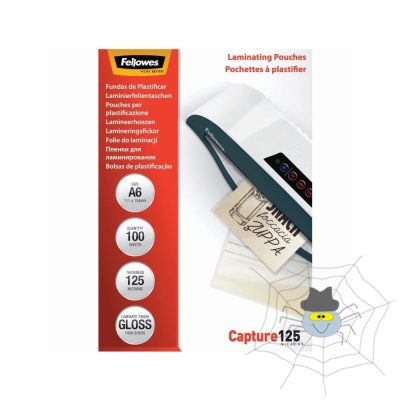 Lamináló fólia, A6, 125 mikron, fényes, 100 db/doboz, Fellowes®