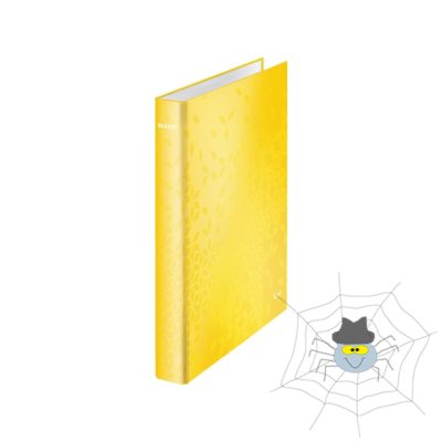 Gyűrűskönyv A4, Maxi 4cm, 2 gyűrű, D alakú, karton Leitz Wow sárga