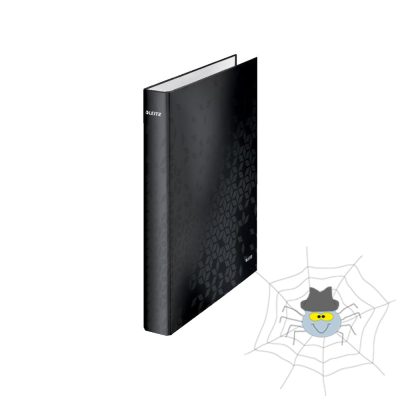 Gyűrűskönyv A4, Maxi 4cm, 2 gyűrű, D alakú, karton Leitz Wow fekete