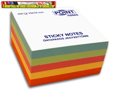  Point Öntapadós jegyzettömb, több színű CUBE 76mmx76mm, PASZTEL SZÍNEK, 400 lapos