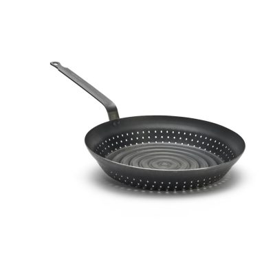Gesztenye sütő serpenyő oldalsó lyukakkal 28 cm kékacél a de Buyer-től