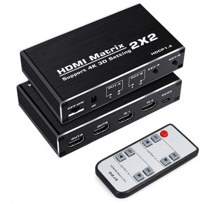 HDMI Matrix 2X2 HDMI Switch Splitter 4K60Hz távirányitóval 