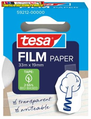 Papír ragasztószalag, írható, 19 mm x 33 m, TESA Tesafilm, átlátszó, kézzel téphető (59212)